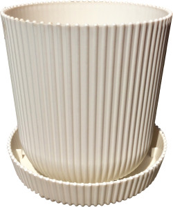 803-6 Горшок д/цветов с поддоном Le Gaufre D=15.5 2.4Л кремовый Цветочная коллекция