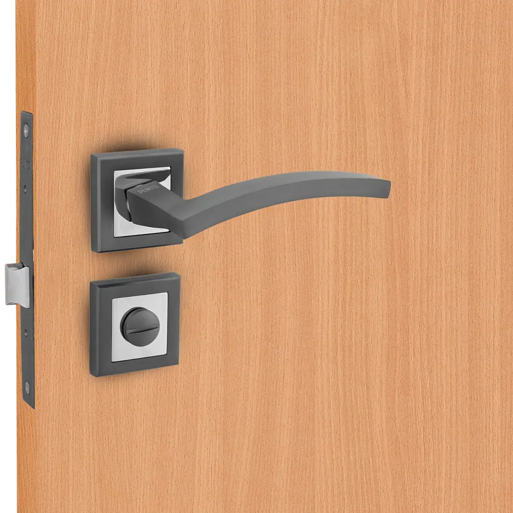 Дверные ручки Punto Navy с запиранием комплект цвет графит/хром STLM-2158447 - Вид №7