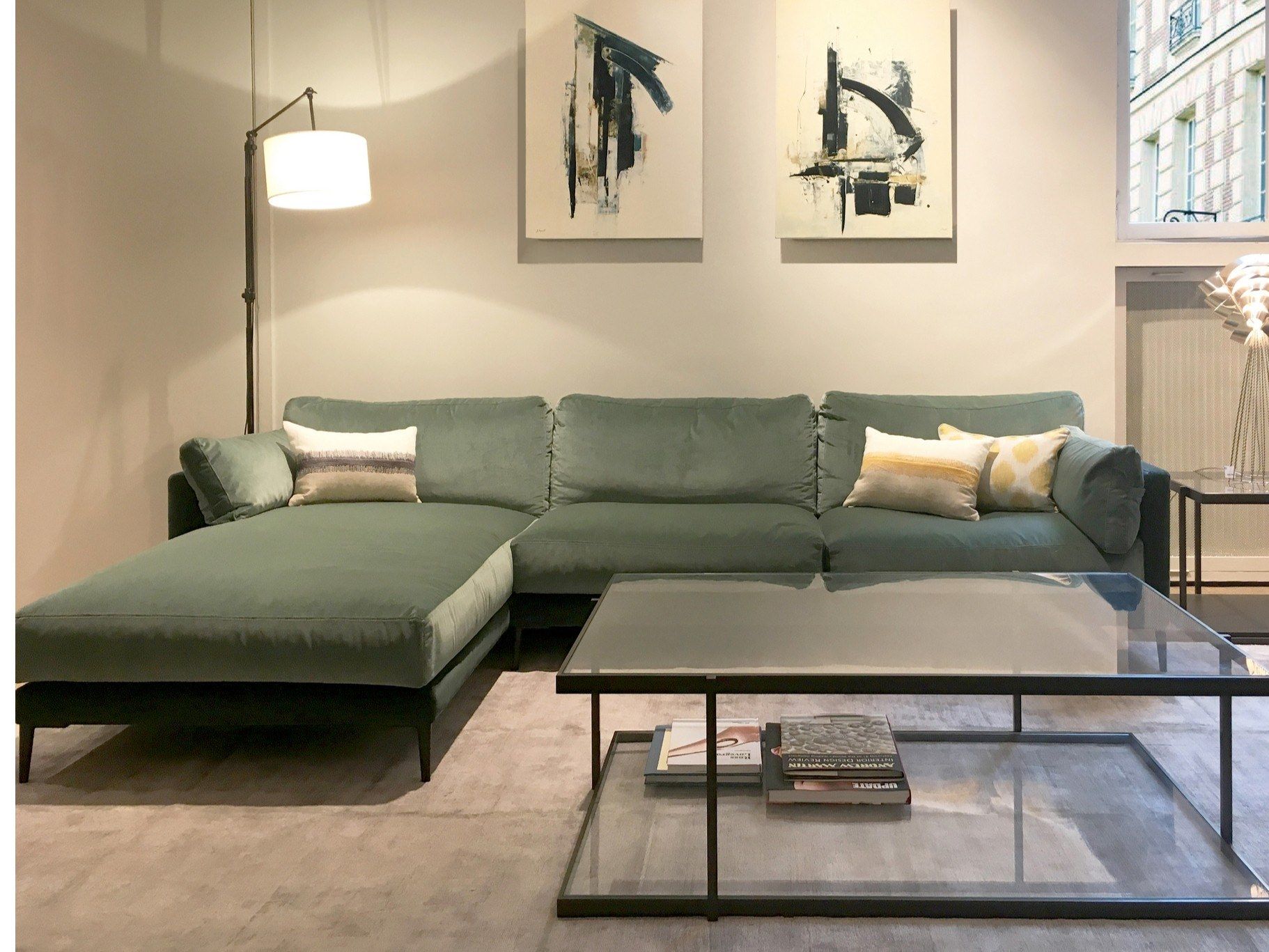 4-местный съемный бархатный диван с полуостровом Duvivier Canapés Centquatre ARCH-00030674 - Вид №1