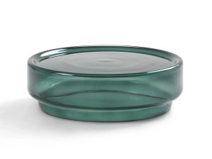 Низкий круглый журнальный столик из дутого стекла