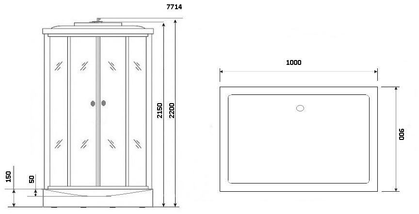 Душевая кабина NG-7714G (1000x900х2150) низкий поддон стенки ЗОЛОТО Niagara Luxe - Вид №5