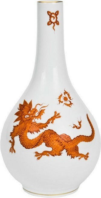 10528804 Meissen Ваза-флакон 24,5см "Дракон Минг в красном цвете" Фарфор 