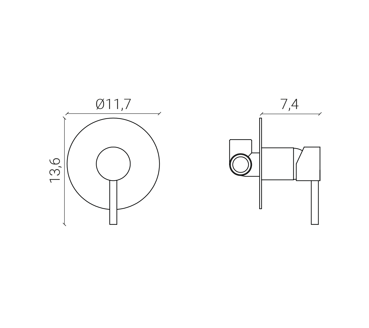 Ex.T MD SLEEK Смеситель для ванны и душа без переключателя EXMDSLCR - Вид №1