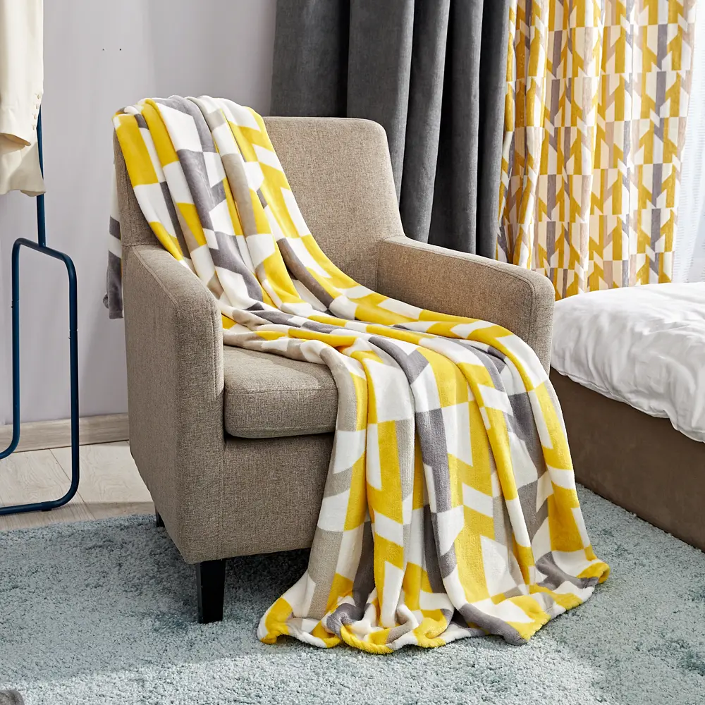 Плед Dilara 150x200 см фланель цвет желто-серый Ardenza Подиум STLM-2105141