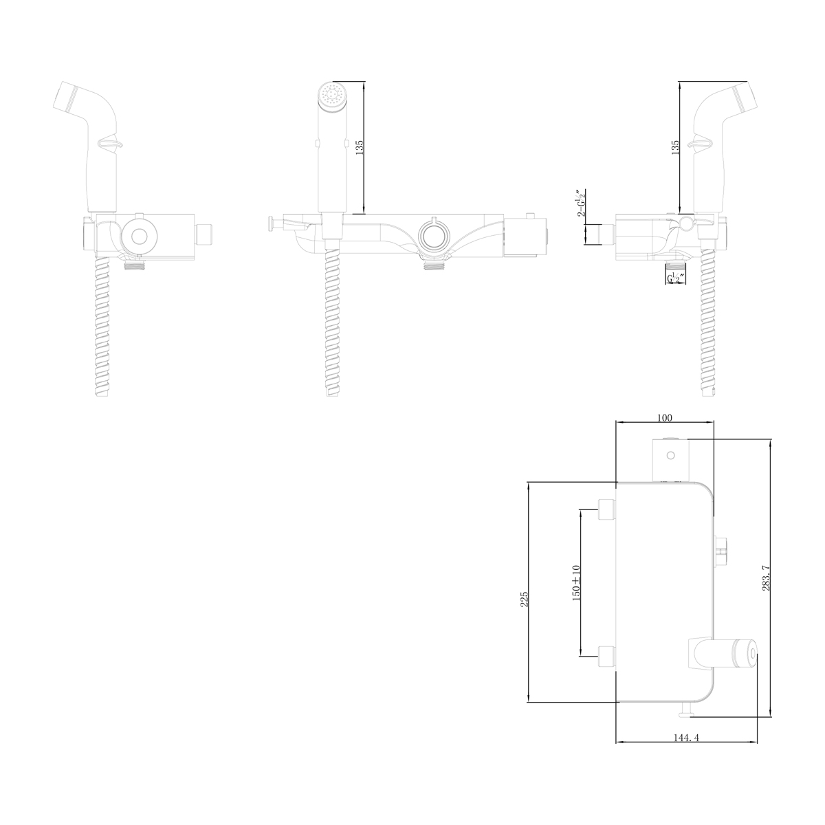 LM7169CW Смеситель Solo термостатический с гигиеническим душем, настенный LEMARK SOLO - Вид №1
