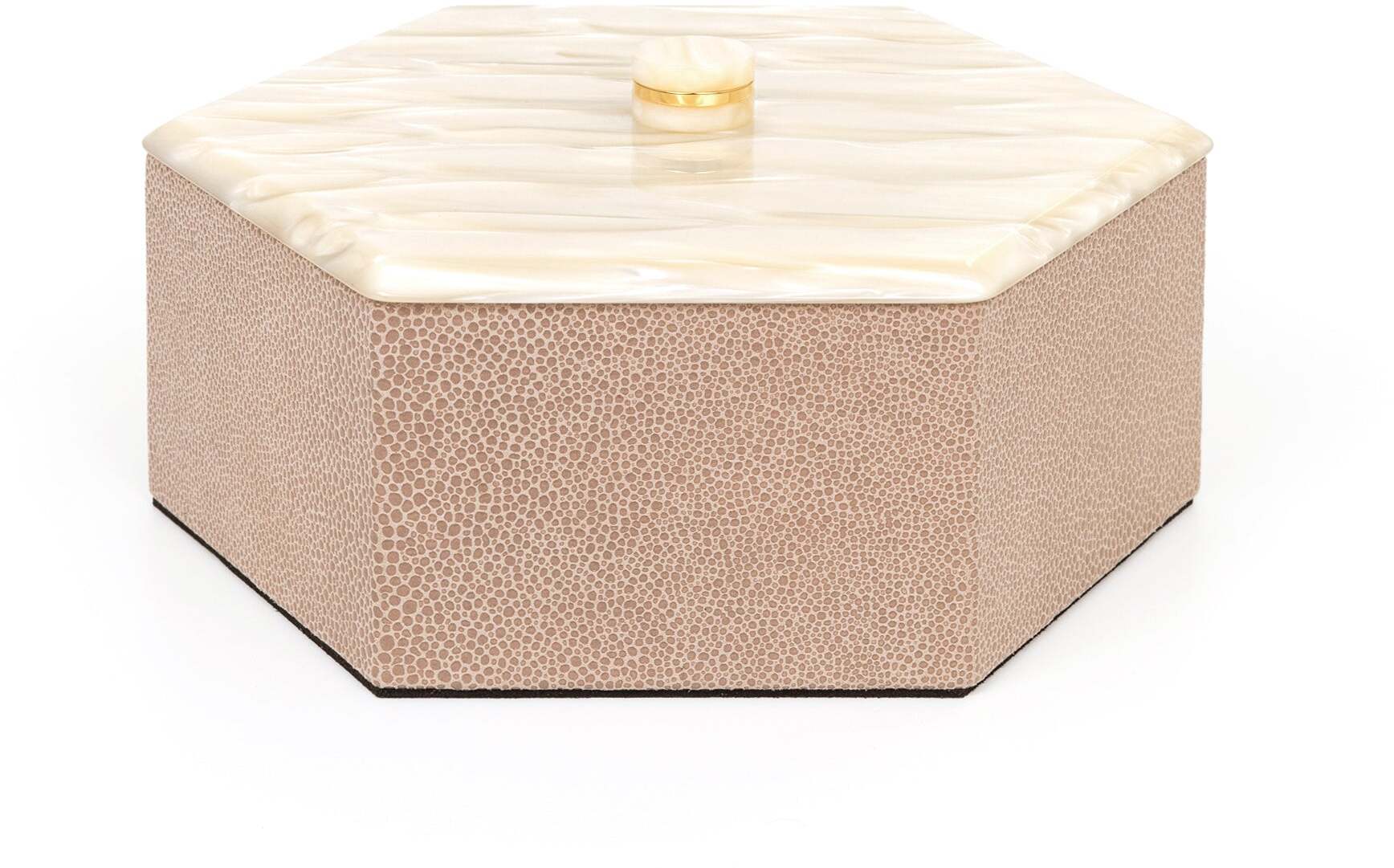 Шестиугольная шкатулка Kelly - 22x19XH8 см / тканая кожа_coffee