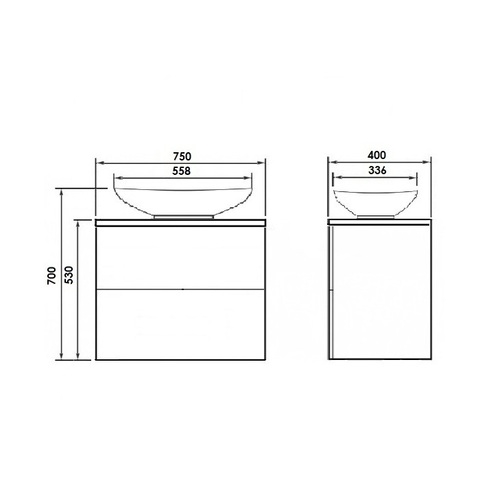 Ot-75TuMDF+G56 Тумба подвесная Otto c раковиной Гамма 560 Хром ORANGE sun-id-1517164 - Вид №3