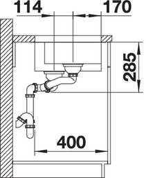 525217 Кухонная мойка Blanco Supra 340/180-U чаша слева, с клапаном-автоматом  Blanco Supra - Вид №3