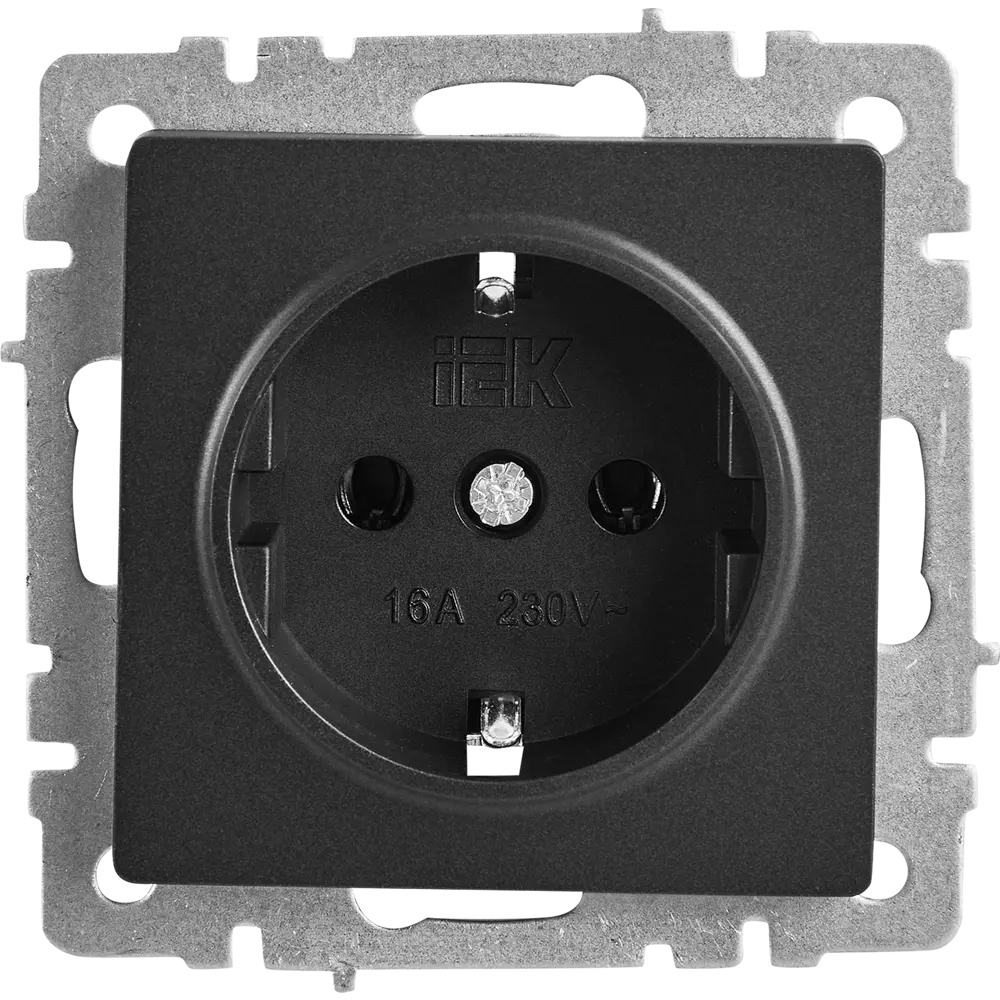 Розетка IEK Brite черная встраиваемая с заземлением 87761555
