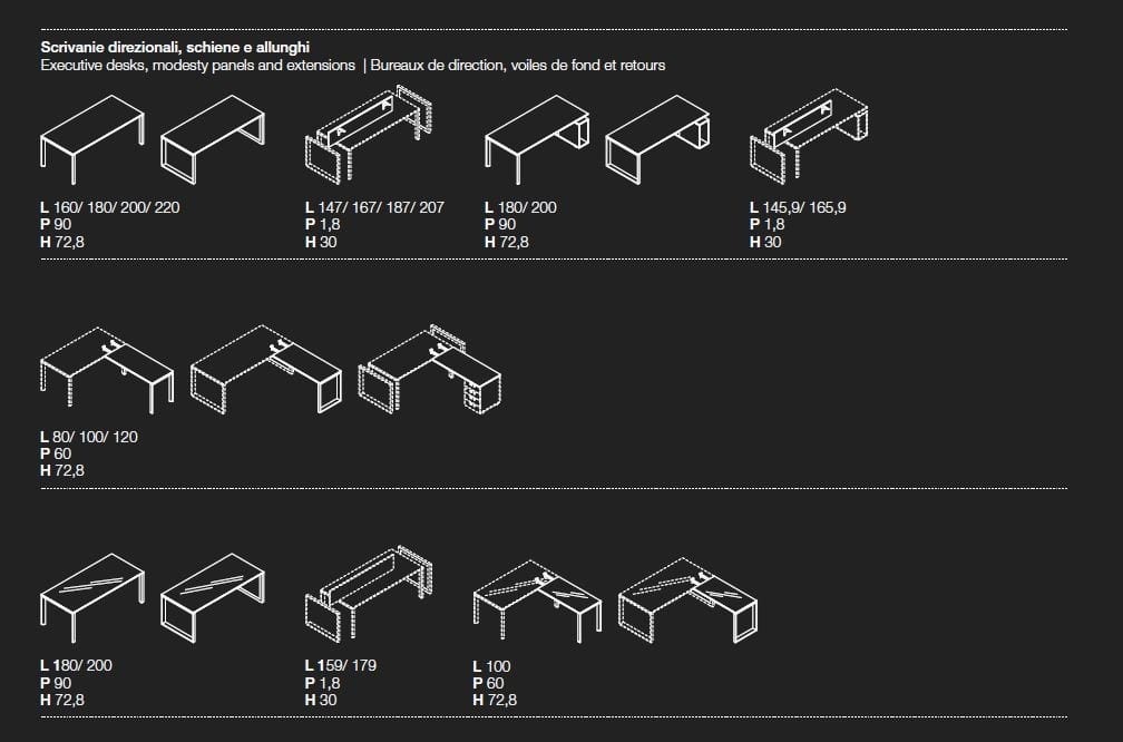 Прямоугольный стол для совещаний с системой люверсов Las Mobili 5th Element ARCH-00067914