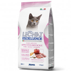 ПР0059854 Корм для кошек EXCELLENCE Fussy Cats для привередливых, свинина, рис, яблоки, кокос сух.1,5кг LECHAT