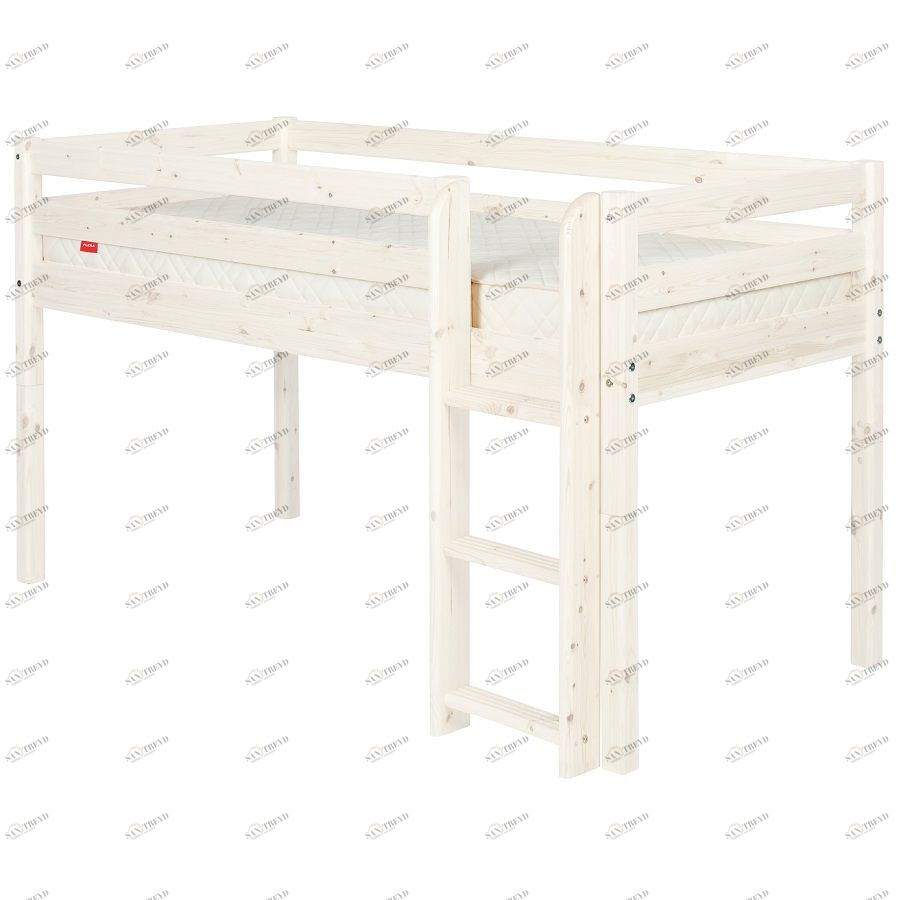 Кровать Flexa Classic с прямой лестницей, белая, 190 см 9010109201