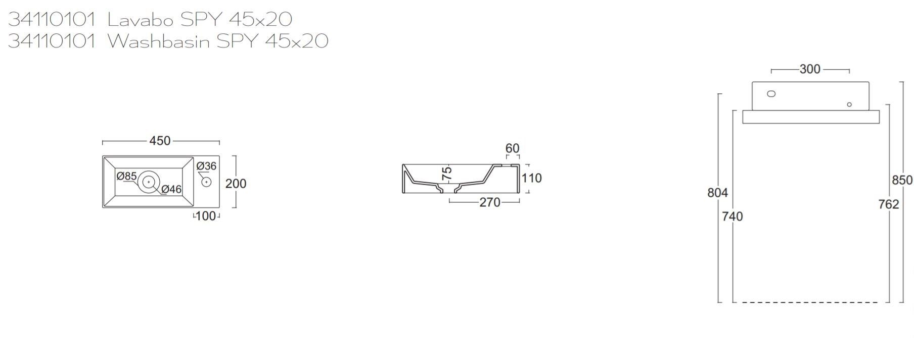 Керамическая прямоугольная столешница для мытья рук Alice Ceramica Шпион ARCH-00126165 - Вид №36