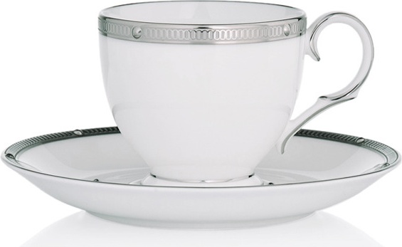 10665340 Noritake Набор из 6 чашек чайных с блюдцами Noritake "Рочель,платиновый кант" 200мл Фарфор костяной 