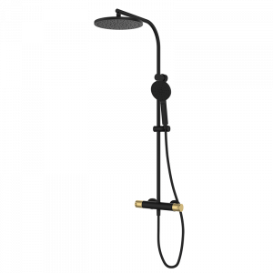 47425427 PREMIUM Черный Мужской душ термостатический с колонкой Черное Матовое Золото GRB MIXERS