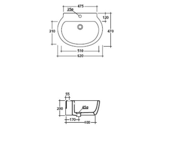 Керамическая подвесная раковина с держателем для полотенец Galassia EL1 / EL2 ARCH-00009715 - Вид №2