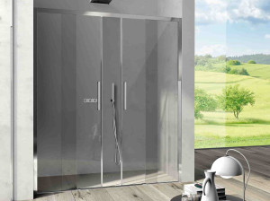 Алюминиевая и стеклянная нишевая душевая кабина с раздвижной дверью