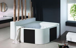 Акриловая угловая квадратная ванна с гидромассажем