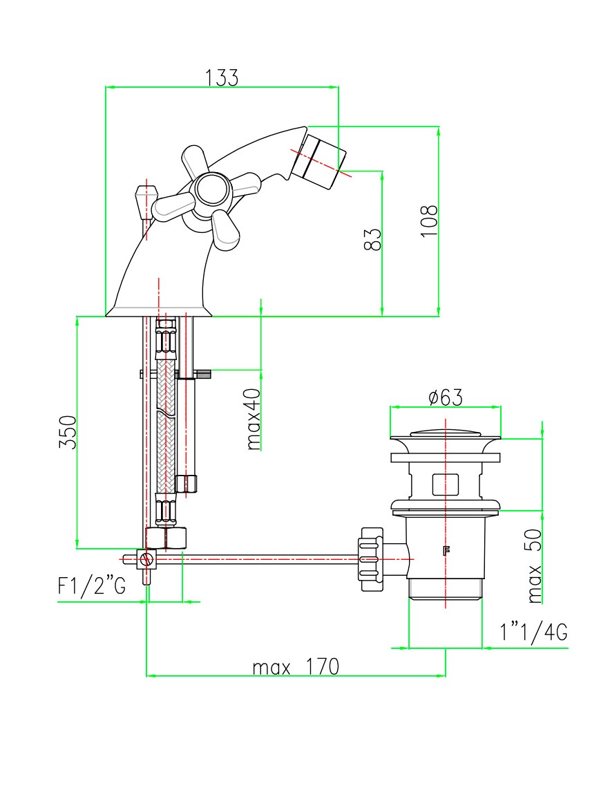 AM710102010 Смеситель для биде Webert Armony - Вид №2