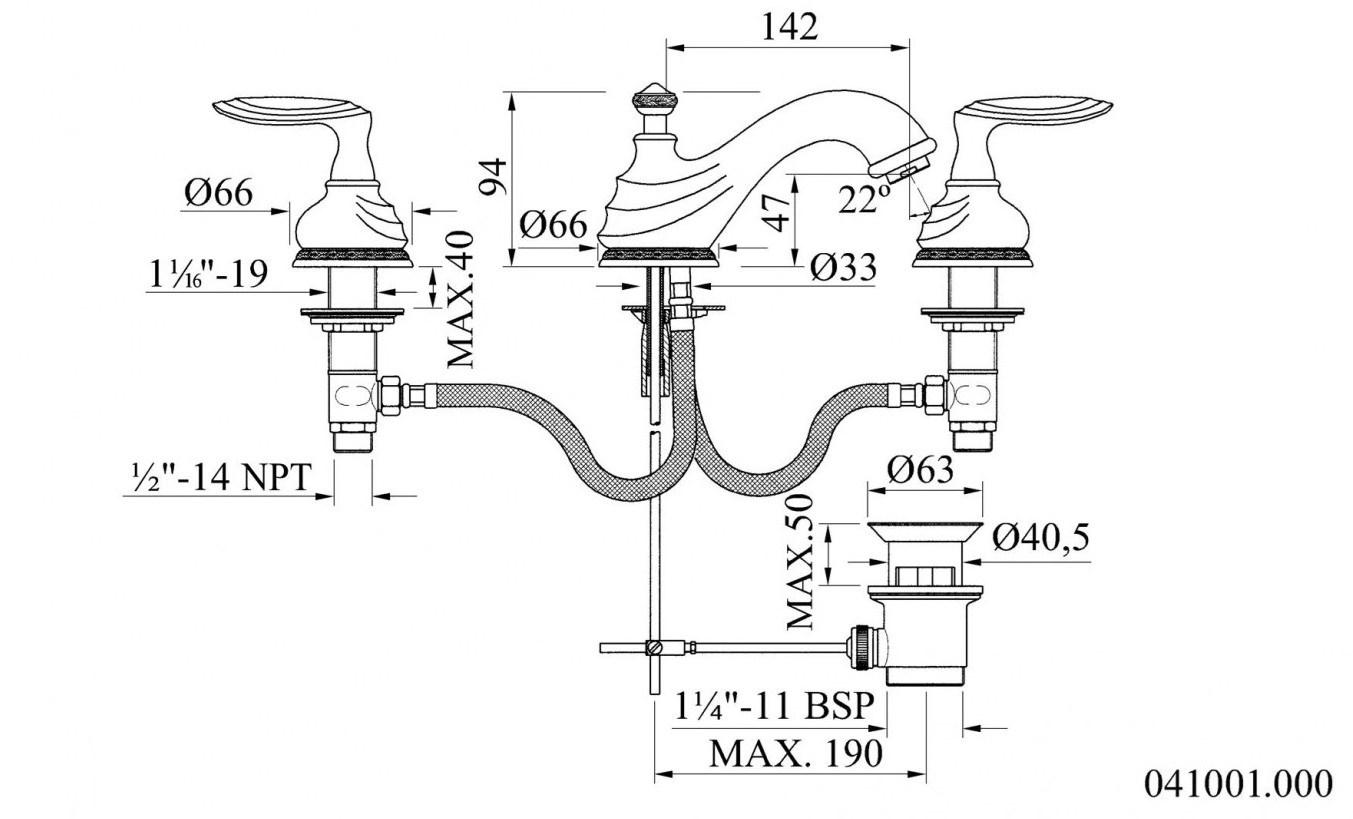Bronces Mestre Смеситель для раковины на 3 отверстия Austral sun-id-1445269 - Вид №1