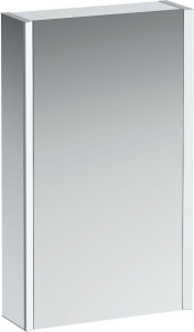H4083229001451 Зеркальный шкафчик, aluminium,алюминий, 1 двойная зеркальная дверь, 2 светодиодными осветительными элементами,без розеток, без переключателя, дверца справа LAUFEN PRO