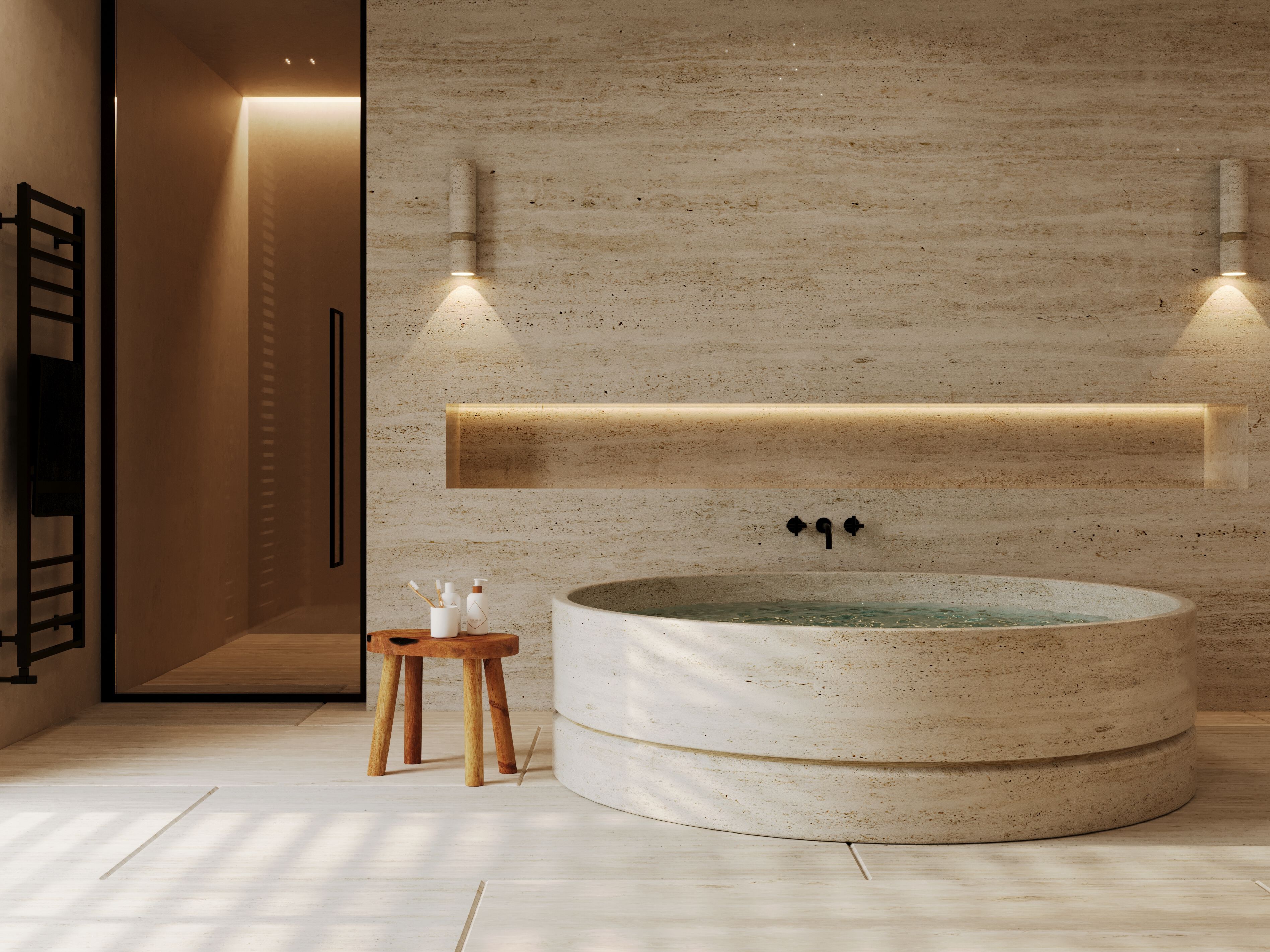 Круглая ванна из натурального камня Davani Parallel ARCH-00080767 - Вид №4