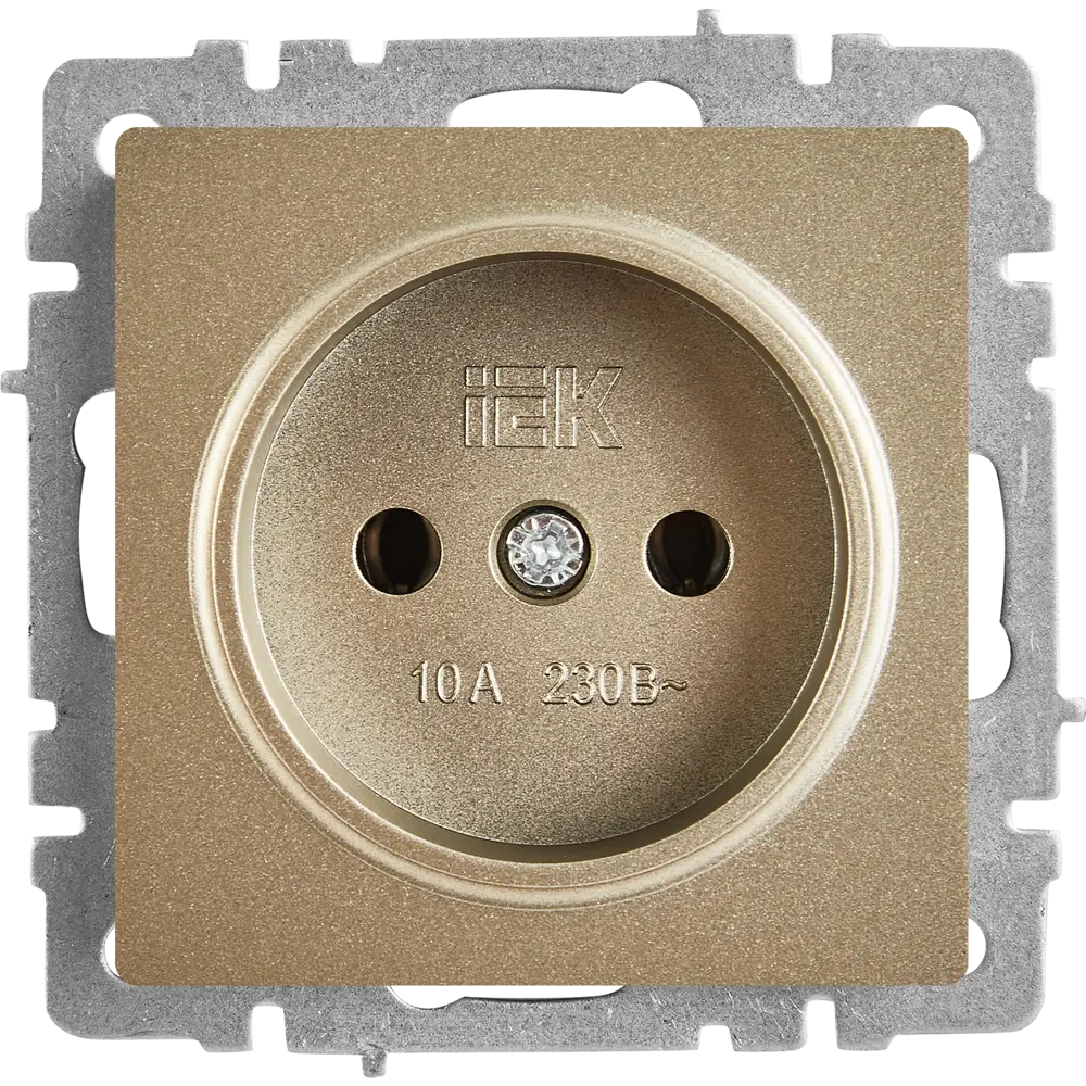 Розетка встраиваемая IEK Brite РС10-1-0-БрШ без заземления цвет шампань 87761640 STLM-2029272