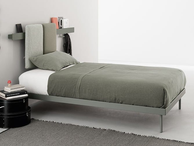 Алюминиевая односпальная кровать с мягким изголовьем Caccaro Groove ARCH-00084250