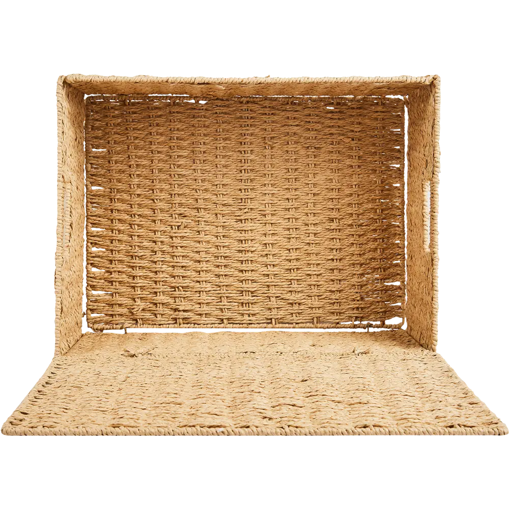 Корзина с крышкой для хранения 45x21x33 см бумага цвет бежевый SPACEO Kub STLM-2198218 - Вид №3