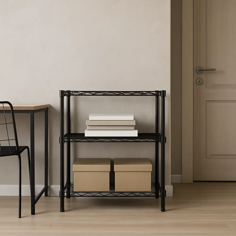 Стеллаж сетчатый KONSENSA 60x35x90 см цвет черный STLM-2144283 - Вид №9