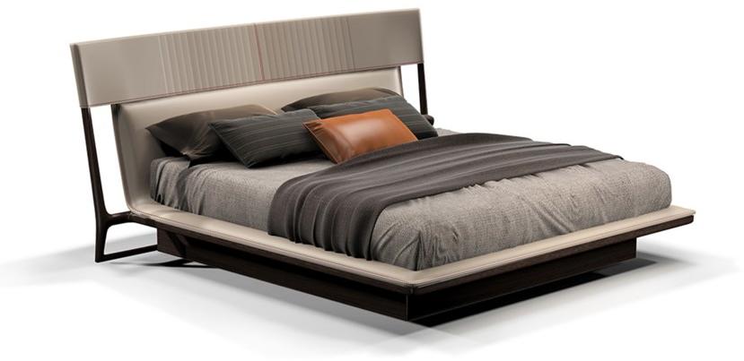 Turri Двуспальная кровать из дерева с обитым кожей изголовьем Vine sun-id-1457005 - Вид №1