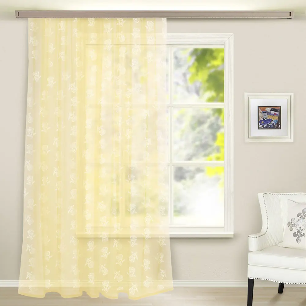 Тюль на ленте «Роза» тиснение 300х260 см цвет шампань WITERRA STLM-2000149 - Вид №3