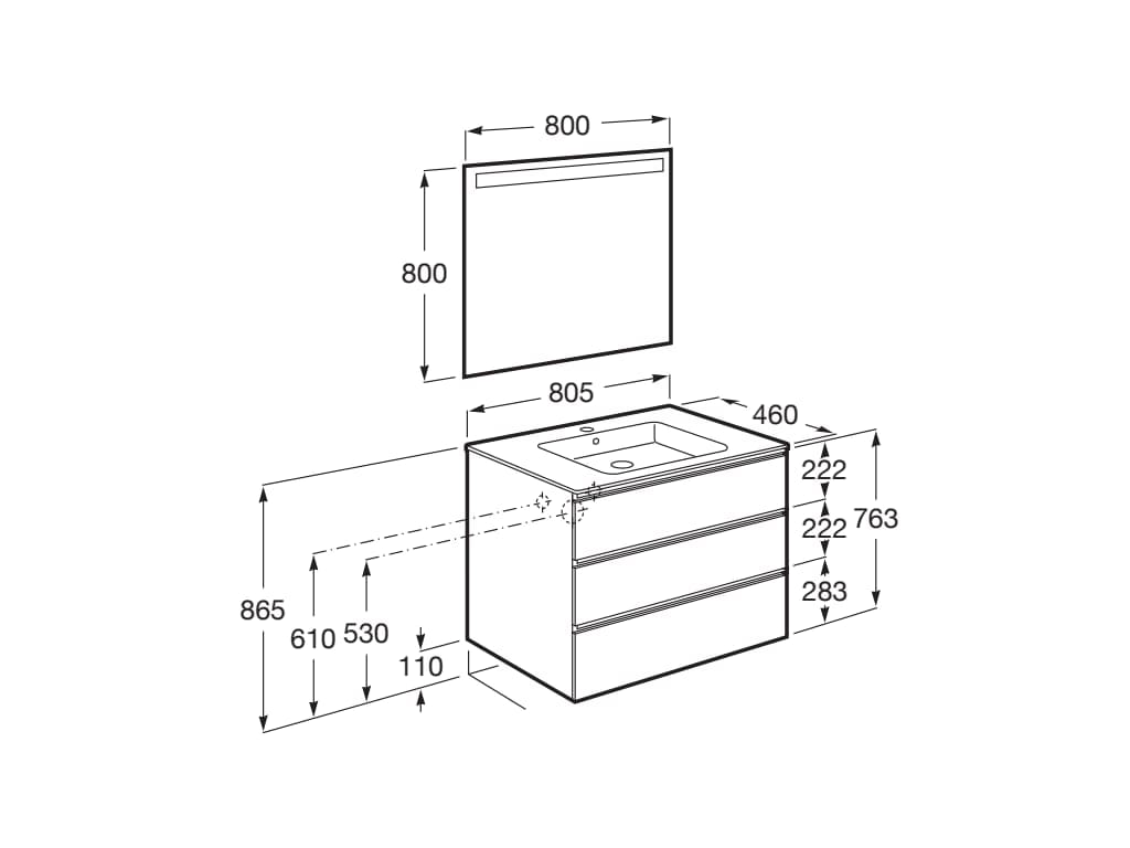 Деревянный умывальник с зеркалом и встроенной раковиной Roca UNIK A8515 / A8518 ARCH-00035896 - Вид №103