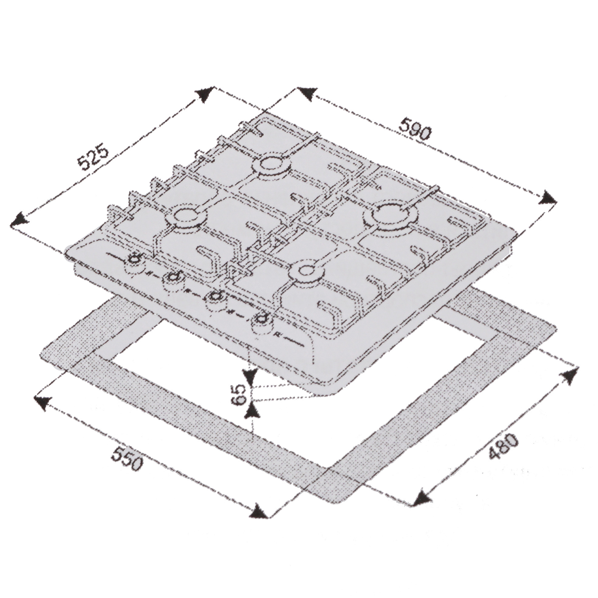 1197001 Газовая варочная поверхность MBS PG-613 STDN-0125297 - Вид №7