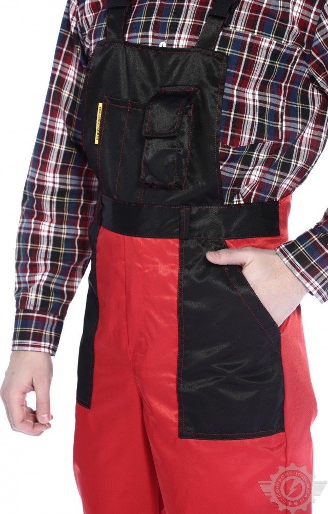 61466 Полукомбинезон "Мастер" красно-черный  Летняя спецодежда  размер 56-58/182-188  - Вид №4