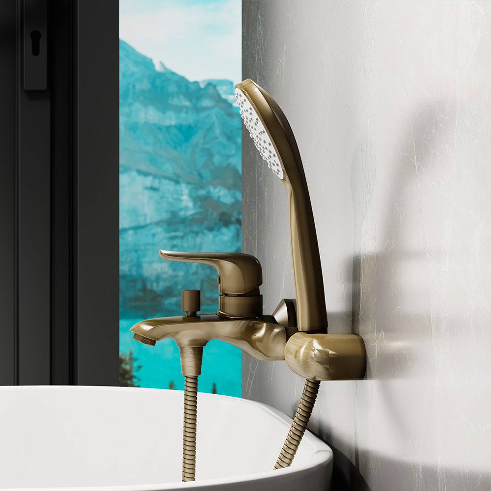 914540000 Gold душевой набор: 100 мм 1ф наст. держатель шланг 15м Damixa Eclipse - Вид №1