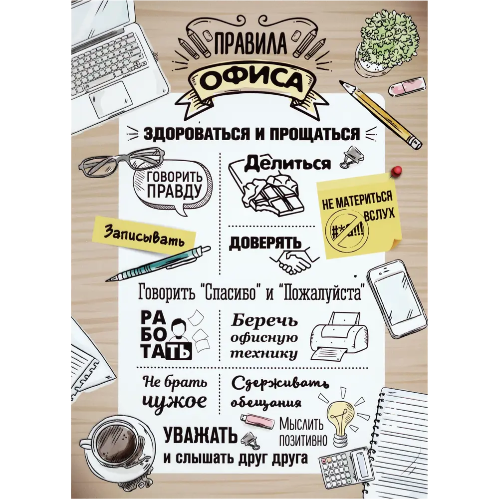 Постер на ПВХ Правила офиса 25x35 см 82486183 STLM-2199600 Santreyd 