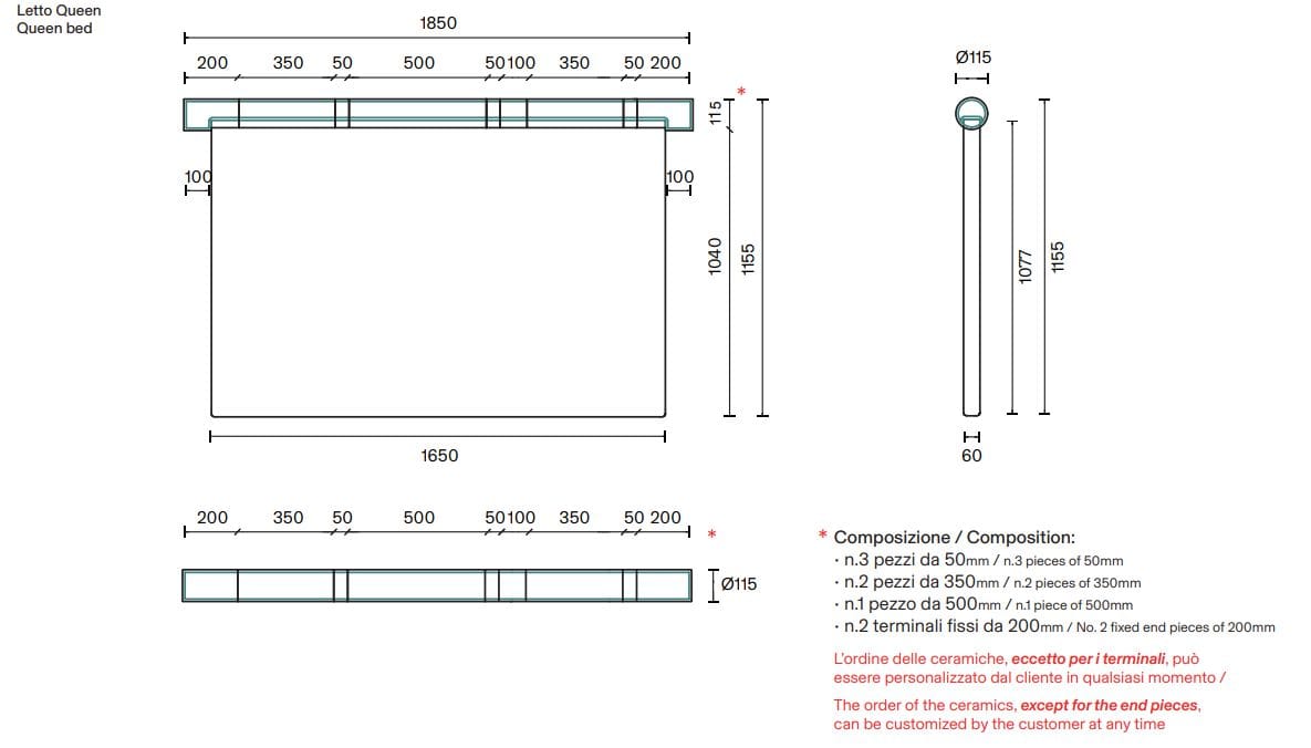 Бархатное и керамическое изголовье для двуспальной кровати Bolzan ROSARY ARCH-00077154 - Вид №4