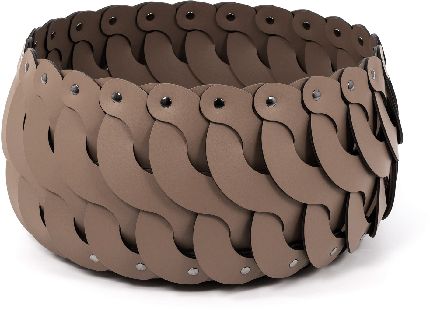 Маленькая корзина Аликанте - Ø 45XH25 см / регенерированная кожа_серо-коричневый