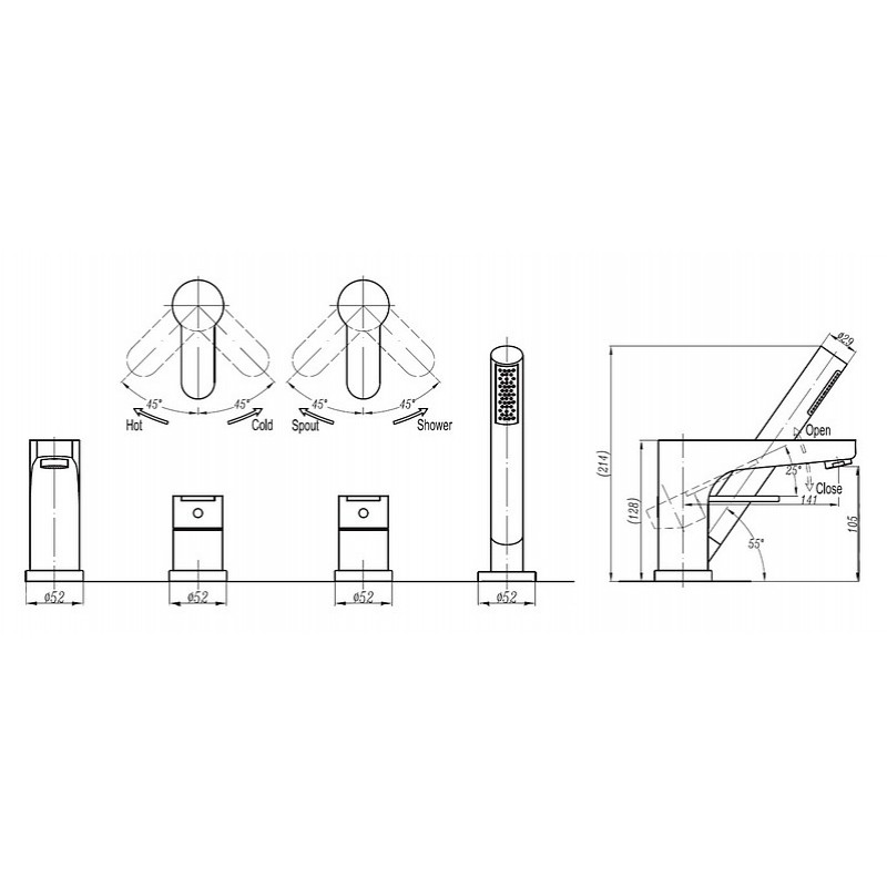 Смеситель на борт ванны Cezares LACONICO-C-BVDM-01 - Вид №1