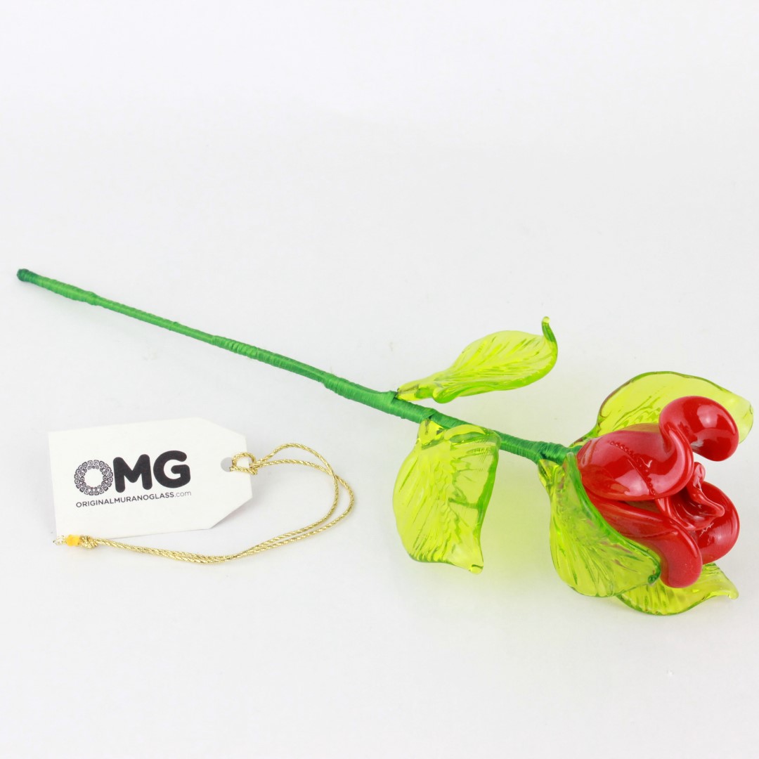 1545 ORIGINALMURANOGLASS Красная роза из муранского стекла 5 см  - Вид №1