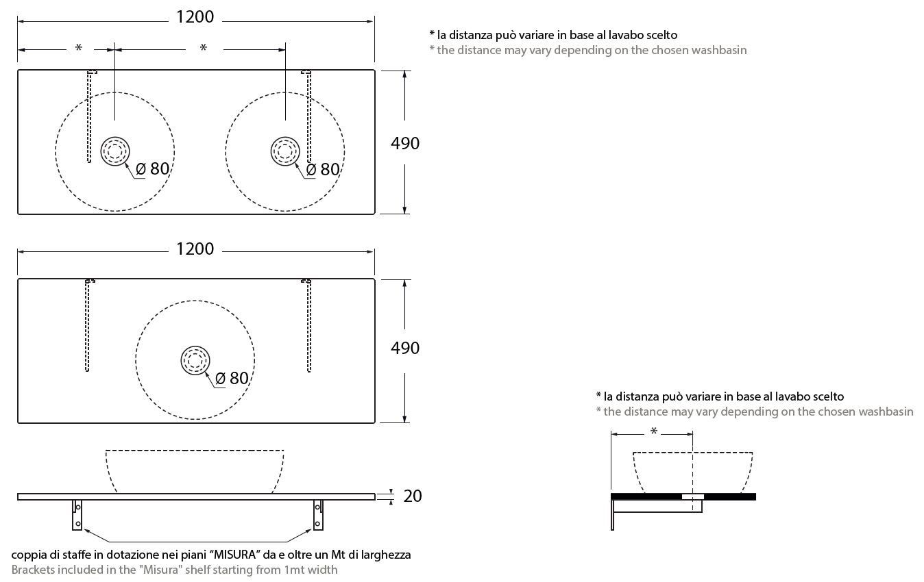 Керамическая полка для ванной комнаты Azzurra Ceramica MISURA ARCH-00100376 - Вид №22