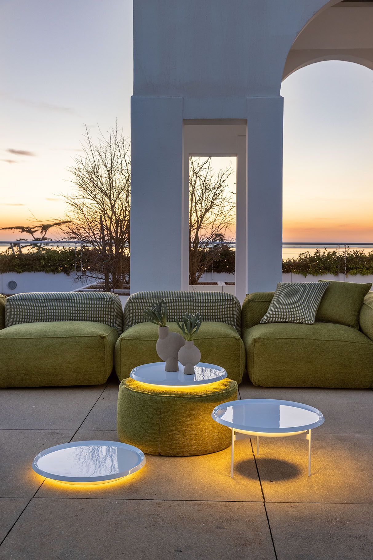 Полиуретановый светящийся лоток ткань круглый пуф GART Giò ARCH-00055862 - Вид №4