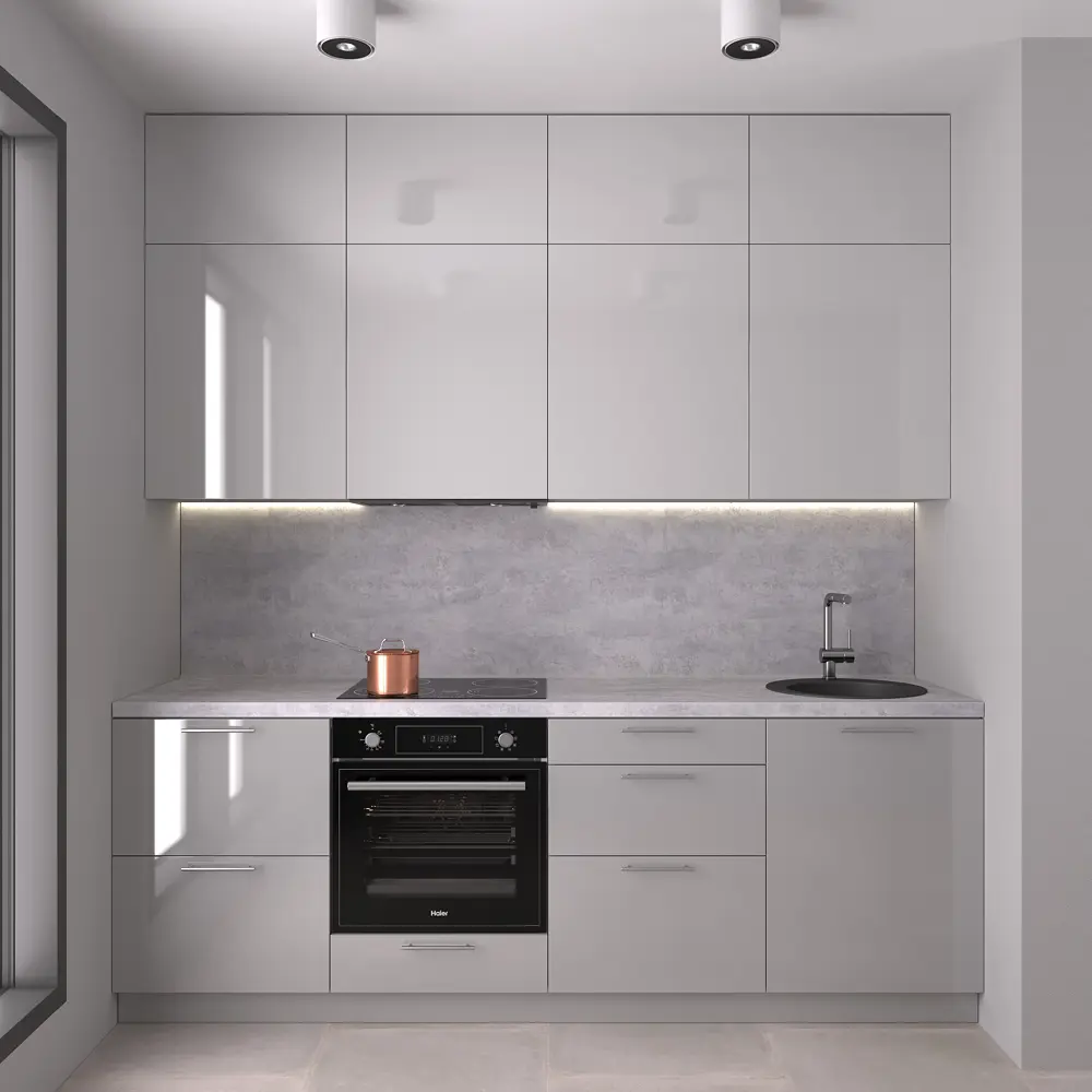 Стеновая панель для кухни KONSENSA Бетон светлый 300x0.6x60 см ДСП цвет серый STLM-2163468 - Вид №3