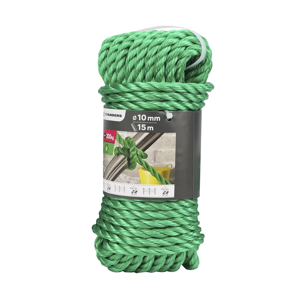 Канат крученый  10 мм 15 м полипропиленовый, цвет зеленый STANDERS STLM-2112123 - Вид №6