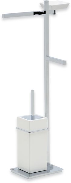U21(23-BI) Stil Haus Urania, стойка: мыл. + полотенцед. + бумагодер. + ёрш кер., цвет чер. мат. - бел. керамика