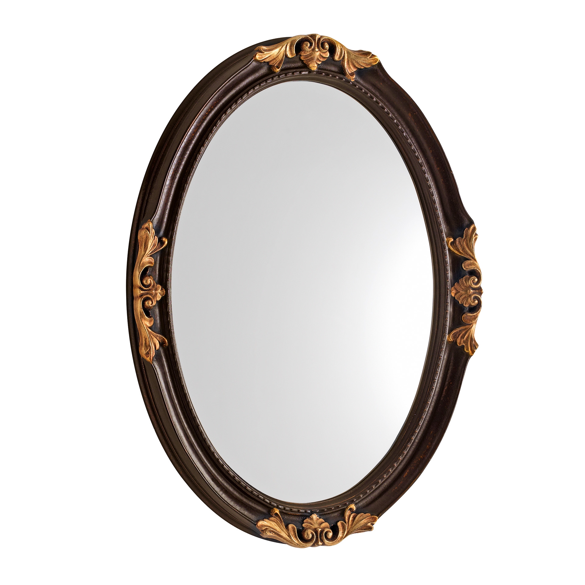 252OV 3SC Paris Oval Mirror Old Brown and Silver Leaf Classico Treesseci 3SC