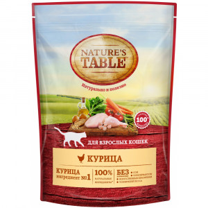 ПР0044846 Корм для кошек NATURE"S TABLE Курица сух. 190г NATURE'S TABLE