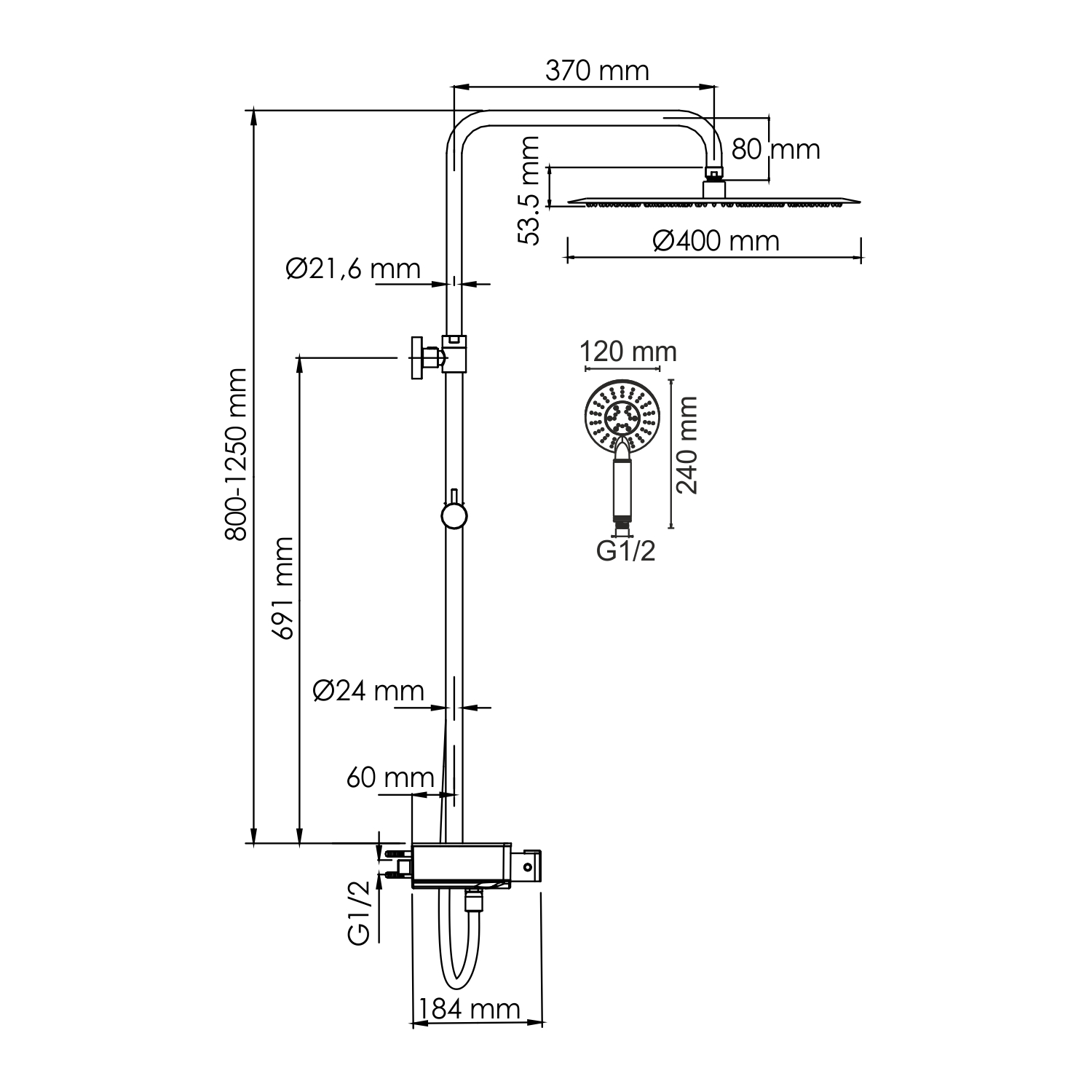 A113.117.058.CH Thermo Душевой комплект с термостатическим смесителем WasserKRAFT  - Вид №1