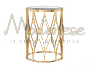 Круглый мраморный журнальный столик